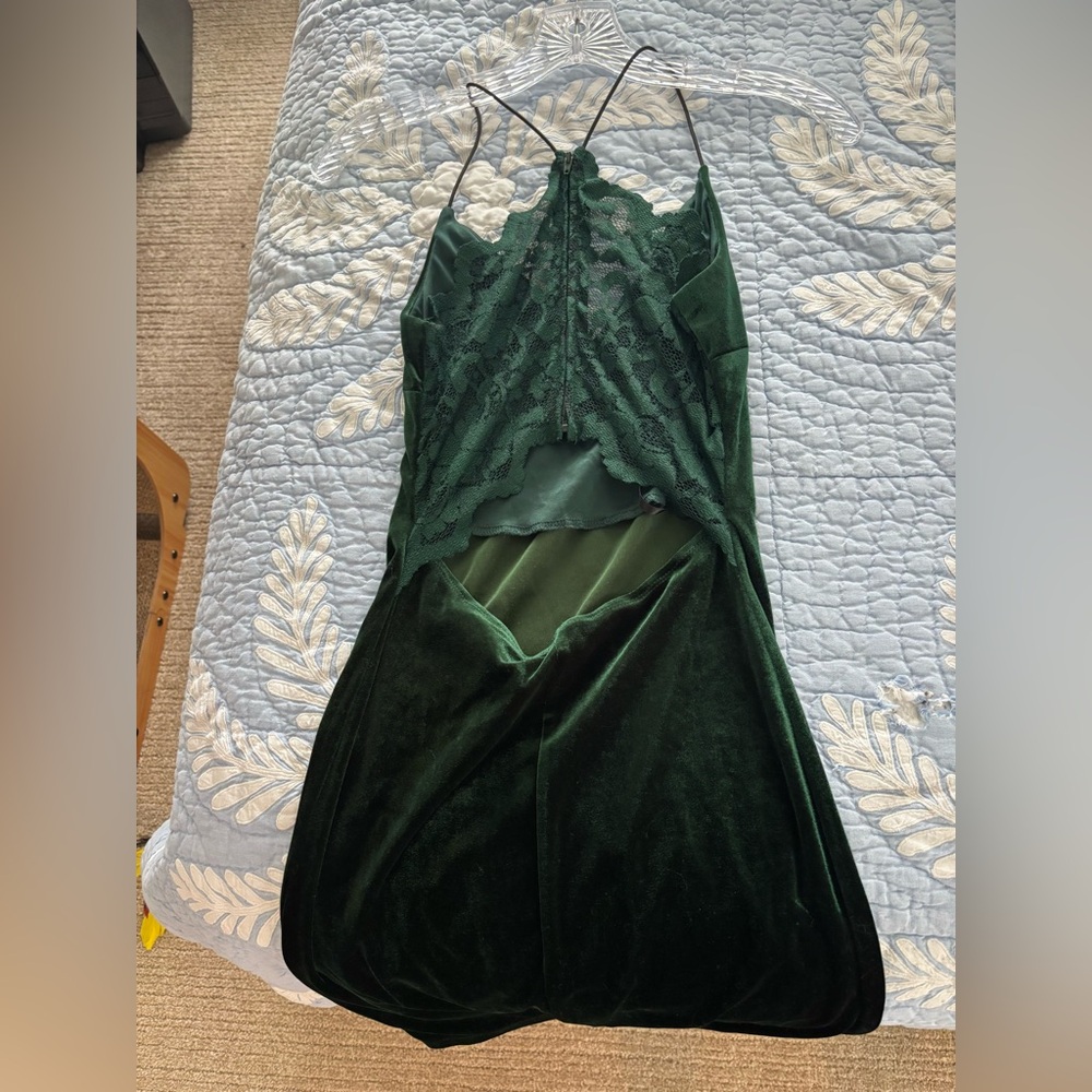 B Darlin Green Midi Dress Velvet Elegance